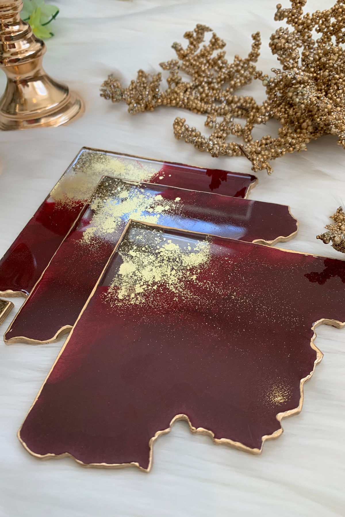 Maroon Pie Quartz Coaster Set ShopAuthentique