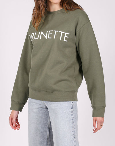The "BRUNETTE" Classic Crew Neck Sweatshirt | Olive