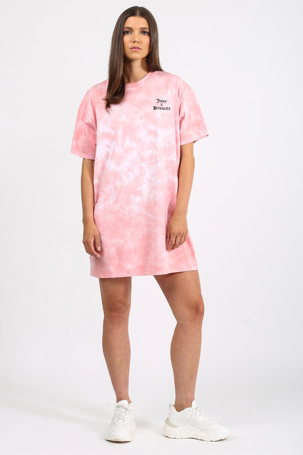 The JUICY X BRUNETTE Pink Marble Tie-Dye Boxy Tee Dress