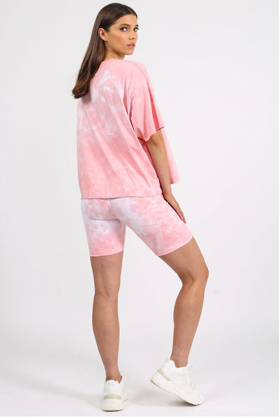 The "BRUNETTE" Pink Marble Tie-Dye Boxy Tee