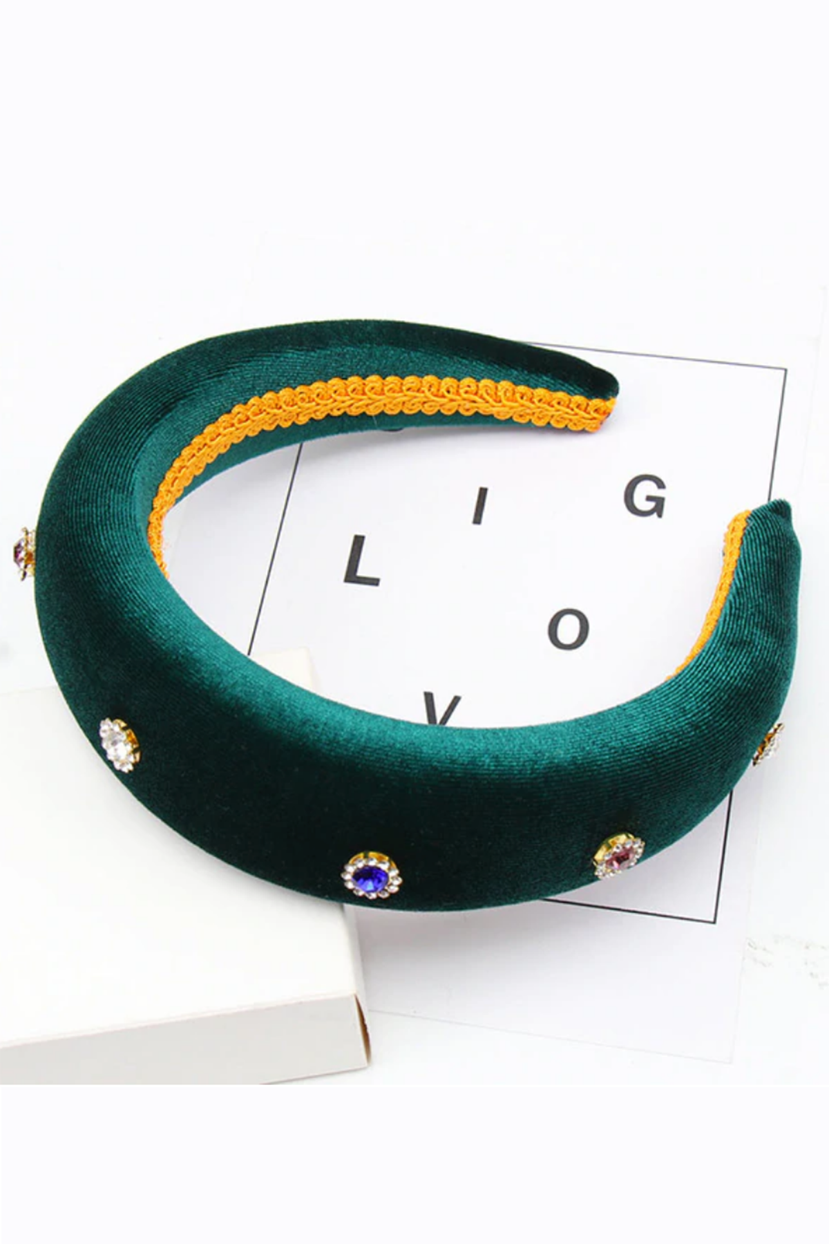 Handmade Velvet Padded Headband Green - ShopAuthentique