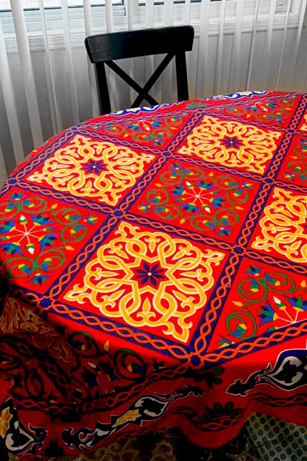 Red Printed Egyptian Ramadan Khayamiya Tablecloth - ShopAuthentique