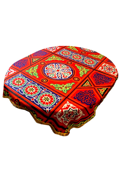 Red Printed Egyptian Ramadan Khayamiya Tablecloth - ShopAuthentique