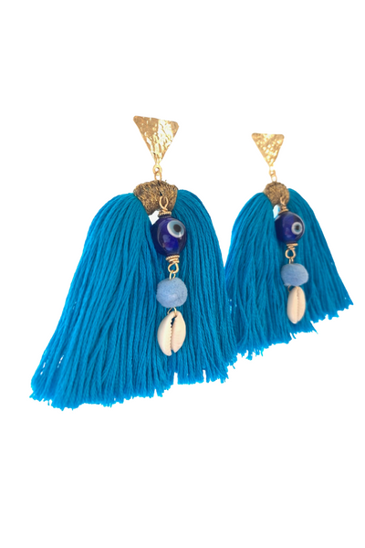 Sky Blue Tassle Earrings