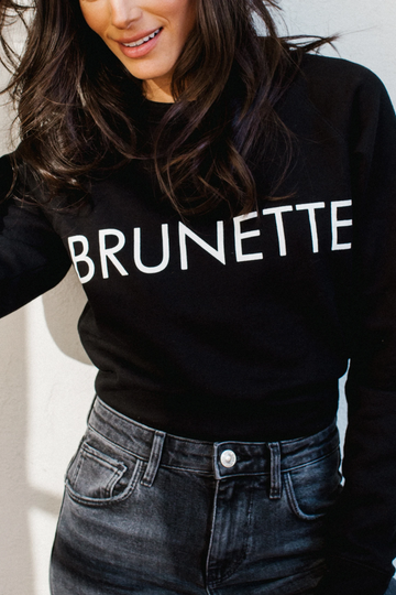 The "BRUNETTE" Classic Crew Neck Sweatshirt | Black