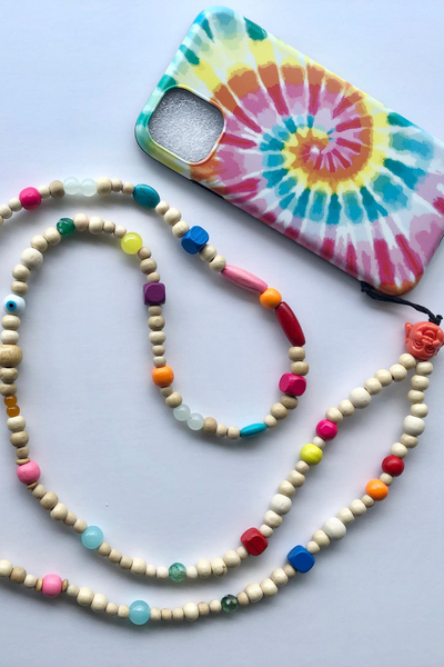 Colorful Phone Necklace with Tie Dye iPhone 11 Case