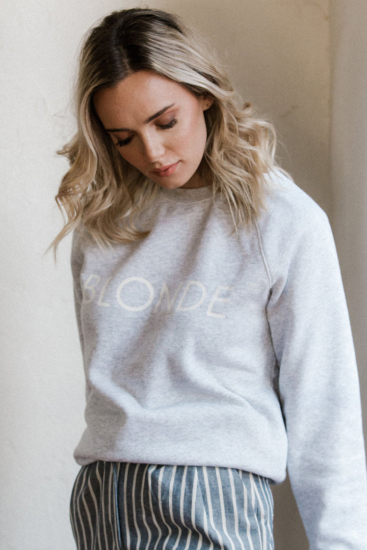 The BLONDE Classic Crew Neck Sweatshirt Pebble Grey ShopAuthentique