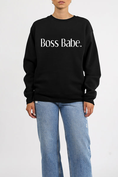 The "BOSS BABE" Classic Crew Neck Sweatshirt | Black