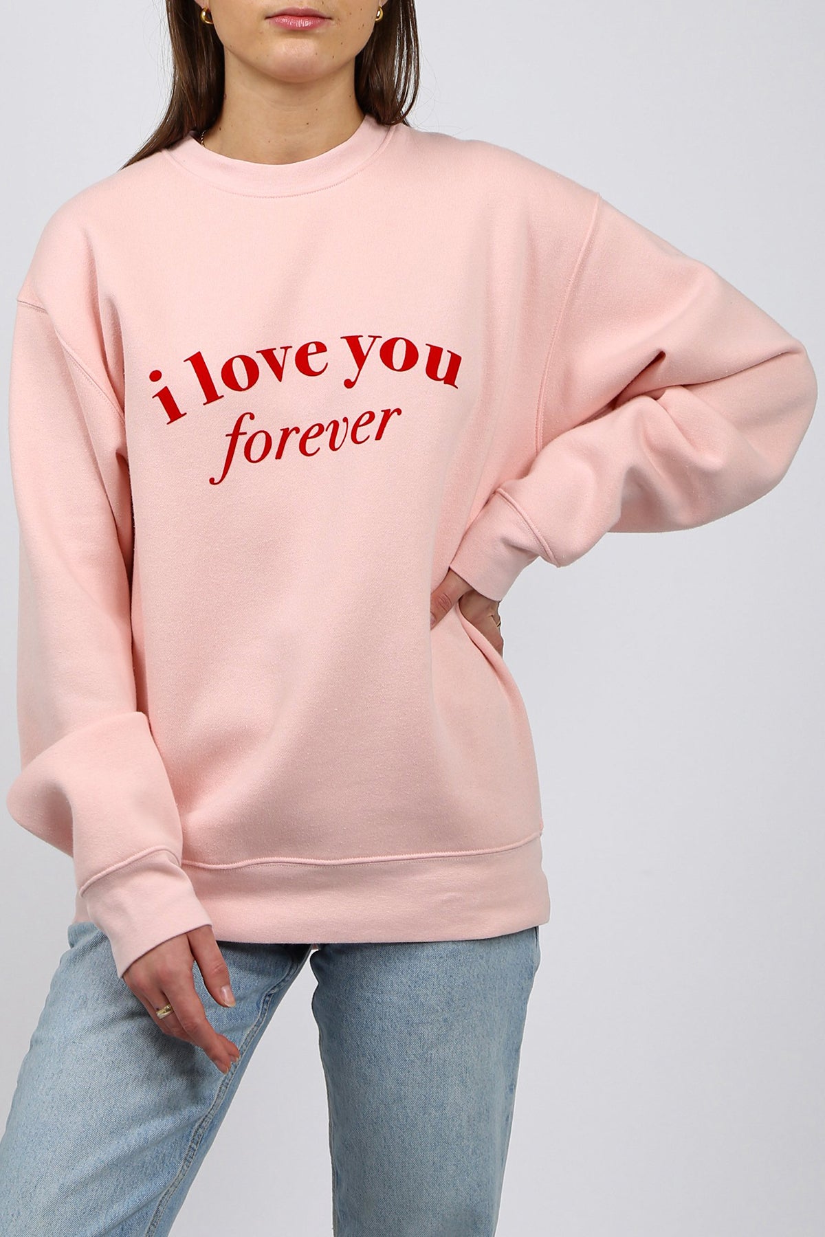 The "I LOVE YOU" Classic Crew Neck Sweatshirt | Cotton Candy
