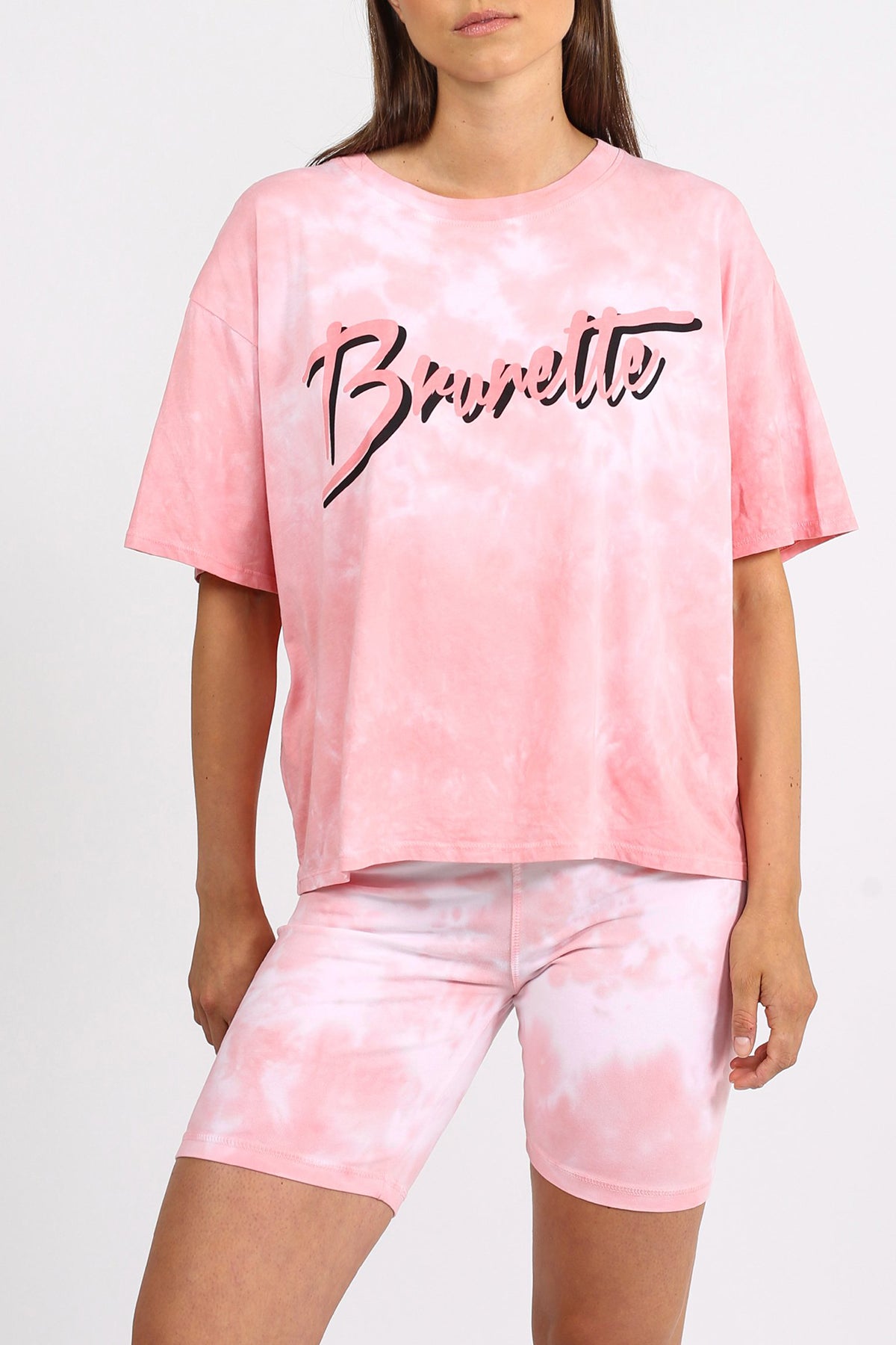 The "BRUNETTE" Pink Marble Tie-Dye Boxy Tee