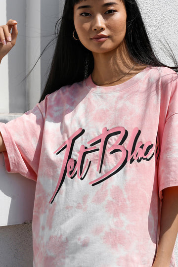 The "JET BLACK" Pink Marble Tie-Dye Boxy Tee