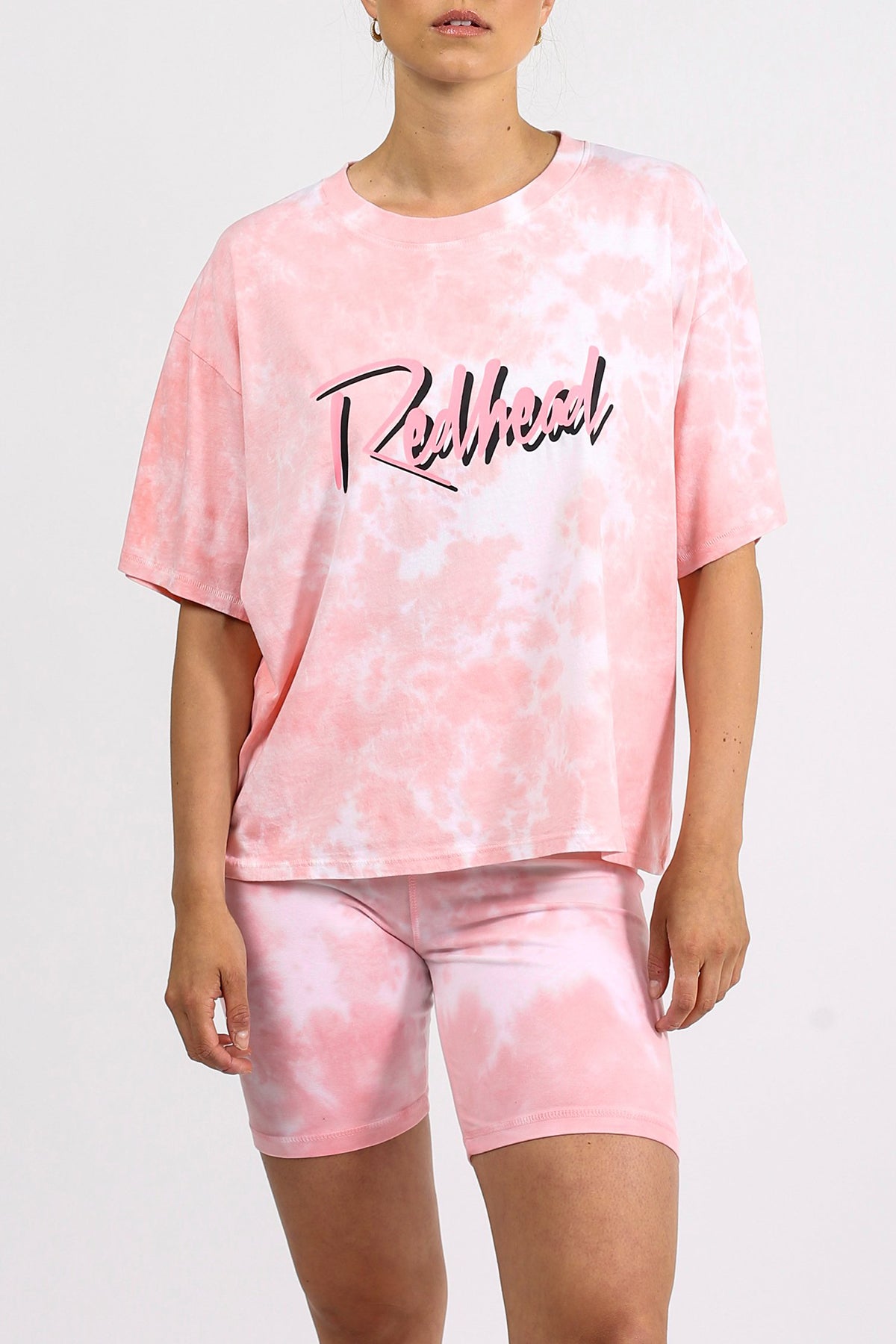 The "REDHEAD" Pink Marble Tie-Dye Boxy Tee