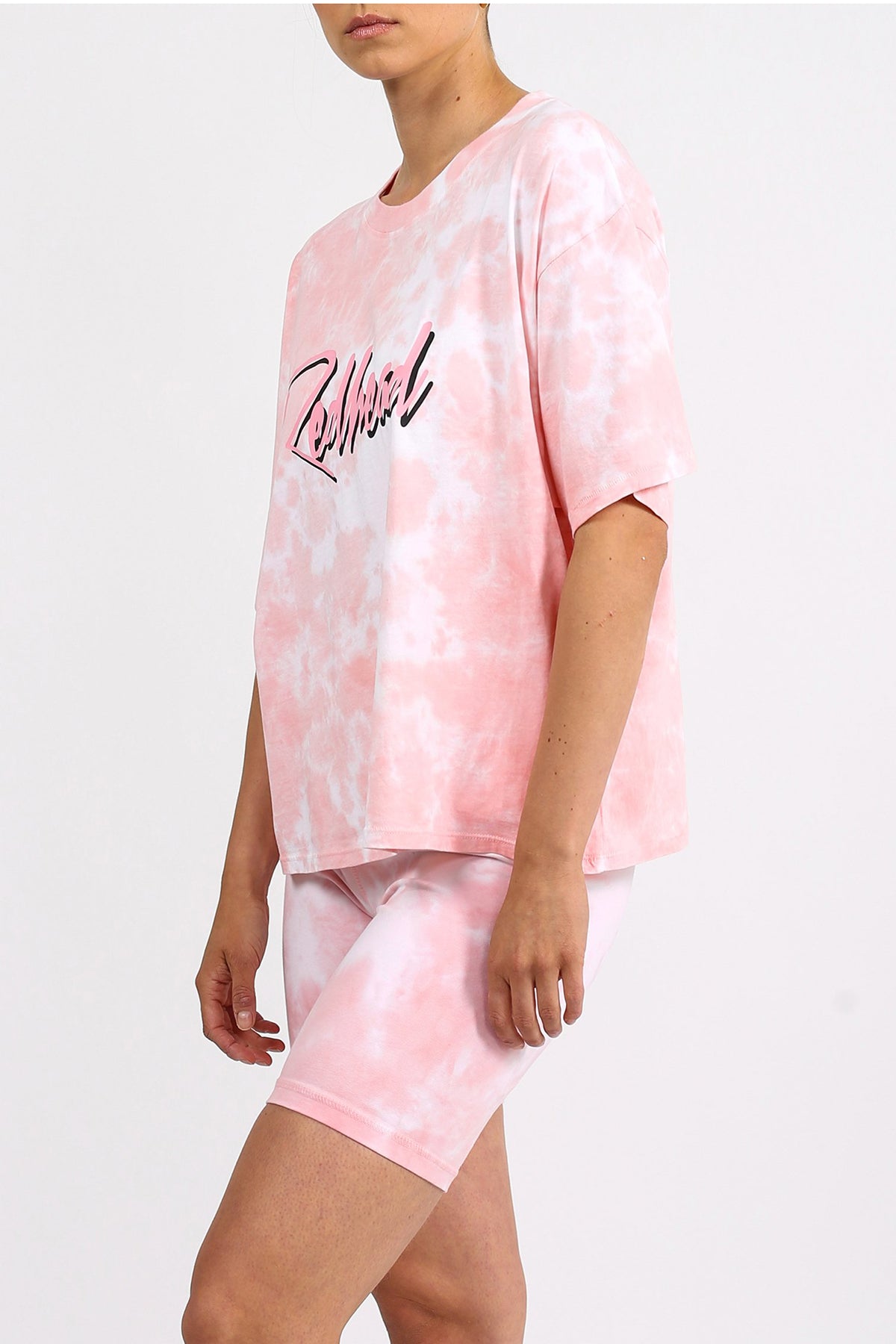 The "REDHEAD" Pink Marble Tie-Dye Boxy Tee