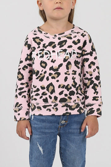 The "REDHEAD" Little Babes Crew Neck Sweatshirt | Pink Leopard