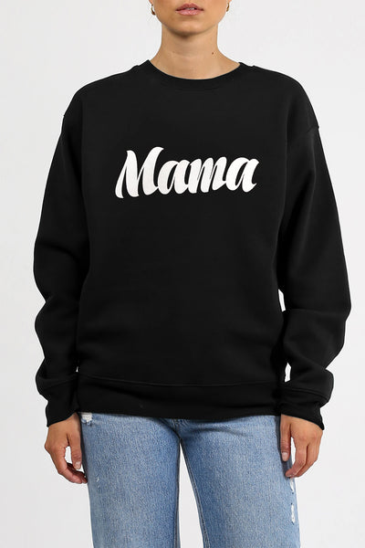 The "MAMA" Cursive Classic Crew Neck Sweatshirt | Black