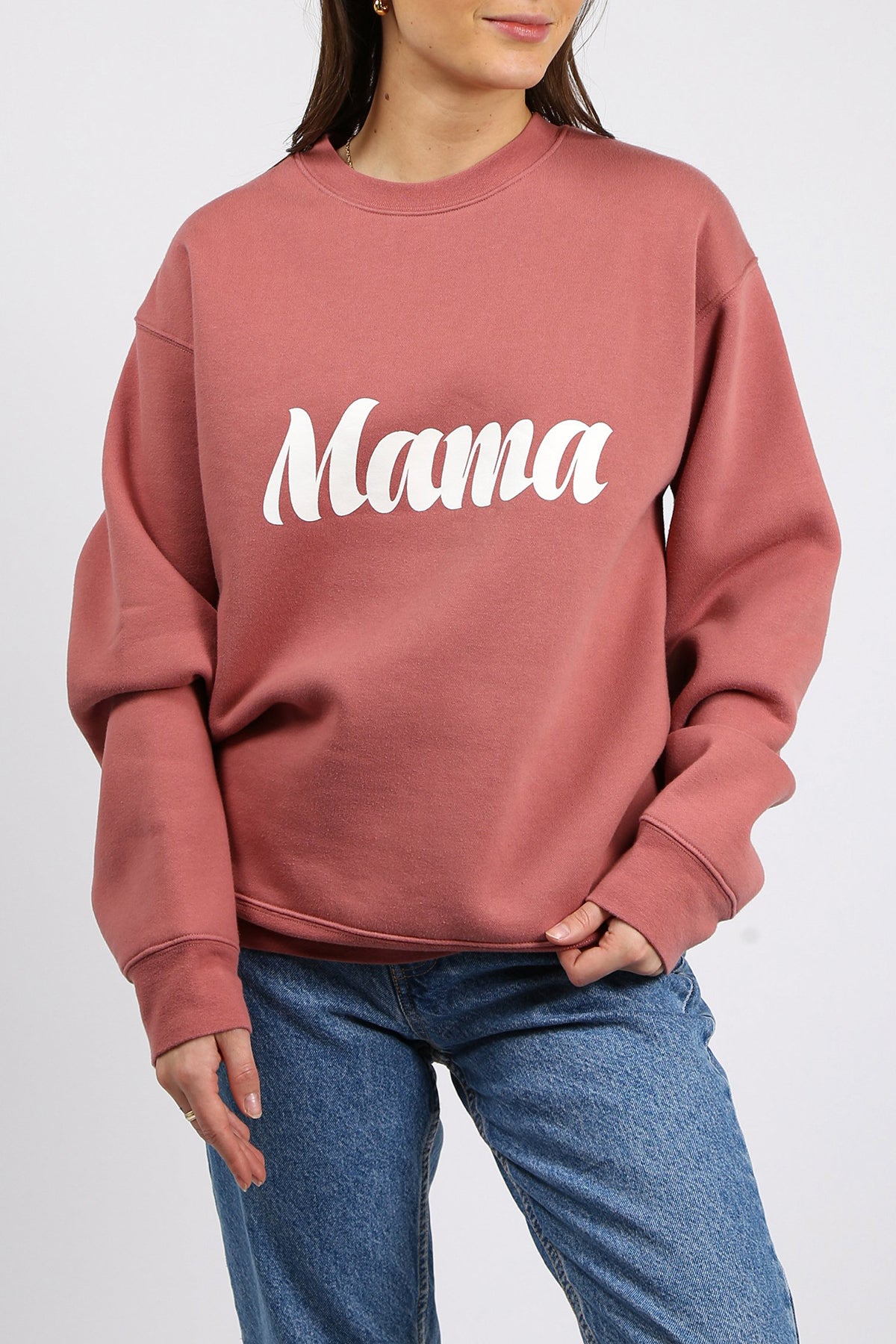 The "MAMA" Cursive Classic Crew Neck Sweatshirt | Rosewood