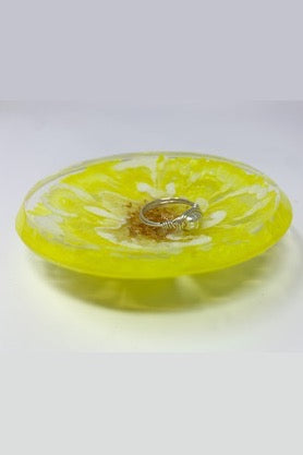 Trinket Dish - Ring Dish - Flower style - Yellow