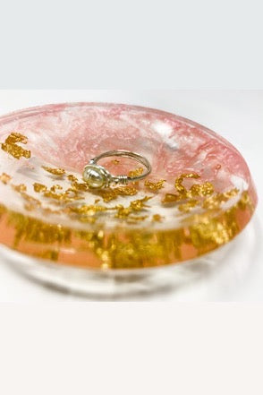 Trinket Dish - Ring Dish - Karat Gold- Blush Pink