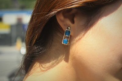 Carribean Blue Earring - Asymmetrical - ShopAuthentique