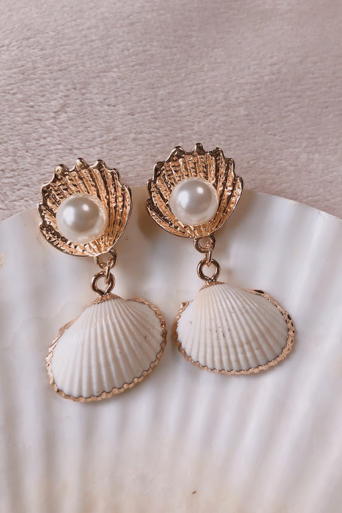 Gold Dipped Natural Shell Earrings - ShopAuthentique