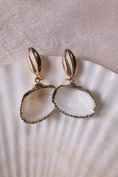 Gold Dipped Natural Shell Earrings - ShopAuthentique