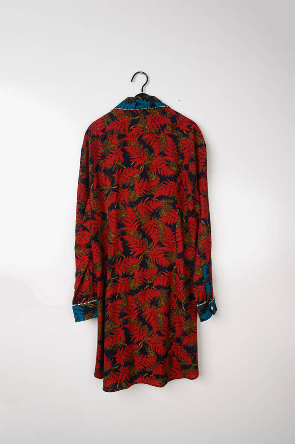 Vintage Shirt Dress | Autumn Red Print
