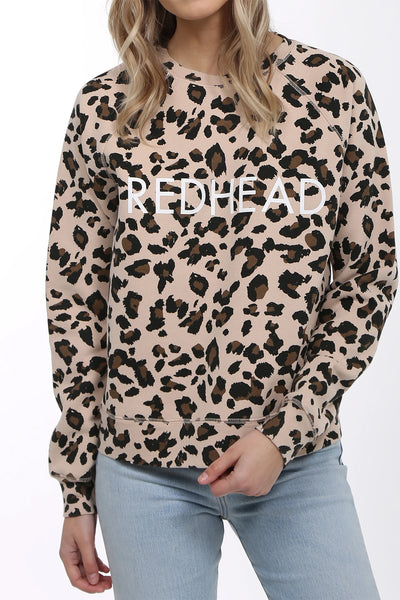 The "REDHEAD" Middle Sister Crew Neck Sweatshirt | Leopard Print