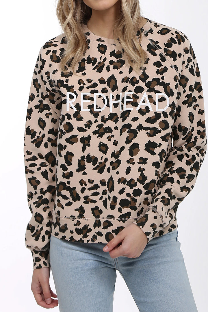 【新品】SAPEurRED LEOPARDHEAD CREWNECK SWEAT Leopard print sweatshirt in loose fit with crew neck, leopard