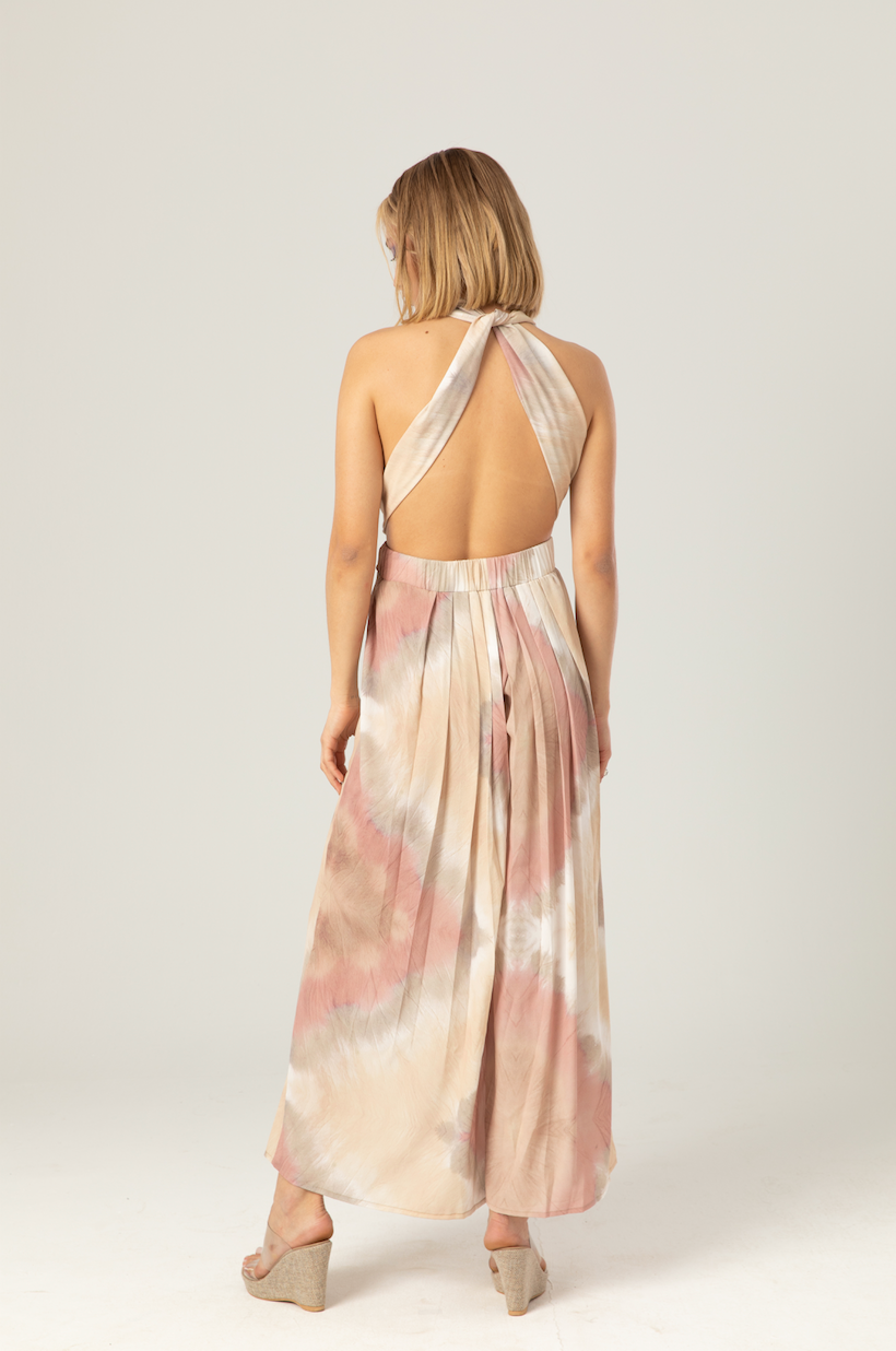 The Multi Jumpsuit | Beige and white tie dye