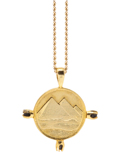 THE ALIGN PYRAMID Coin Necklace & Raw Black Diamonds - ShopAuthentique