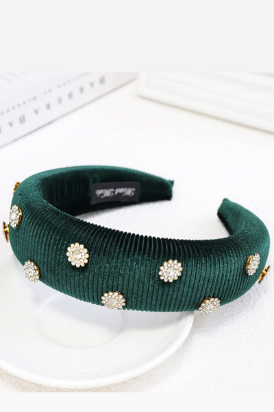 Handmade Velvet Padded Headband Pink or Green - ShopAuthentique