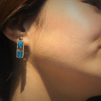 Carribean Blue Earring - Asymmetrical - ShopAuthentique